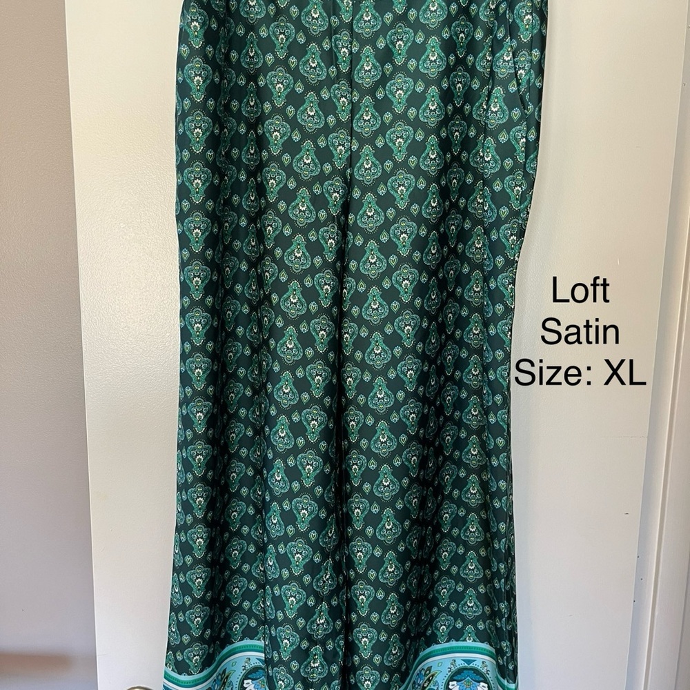 Loft Green Satin Skirt